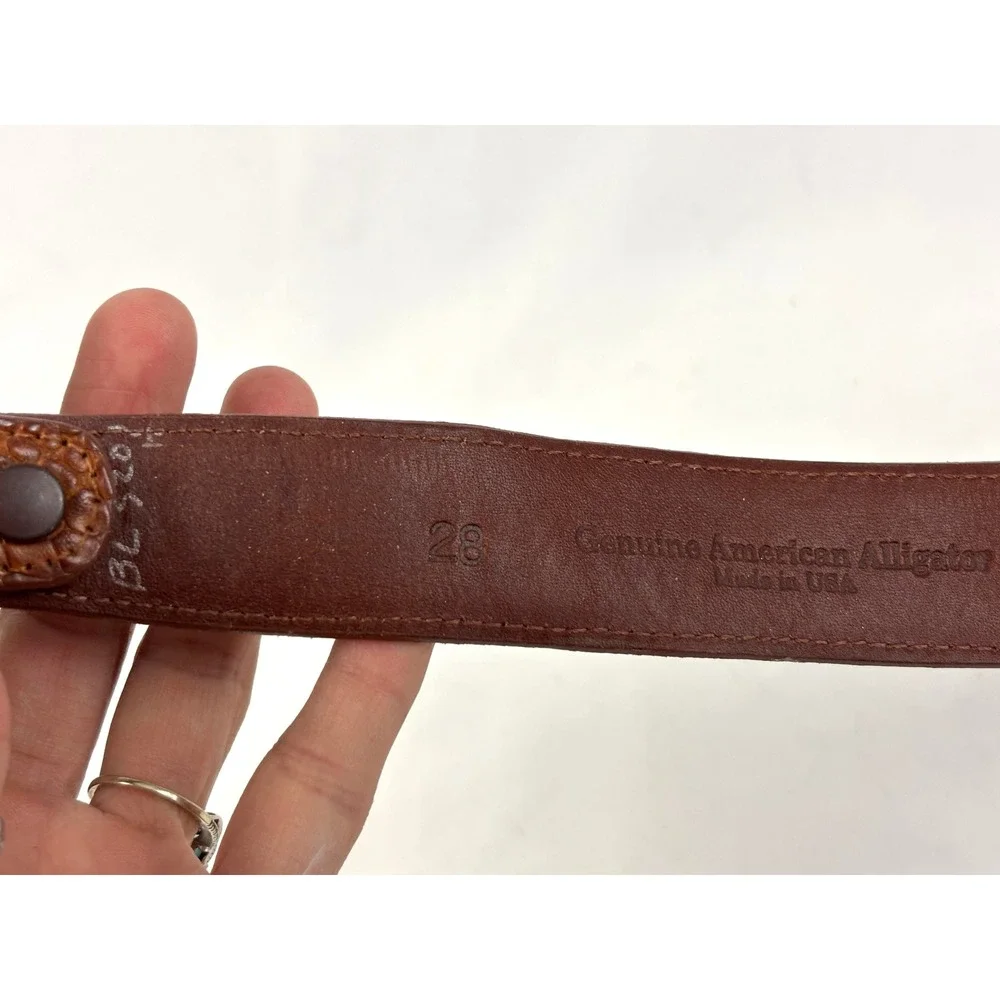 Vintage Alligator Belt Sterling Turquoise Inlay‎ Signed Buckle Set 28 Rare